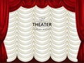 Background with stage, red and white theater curtains. Silk drape